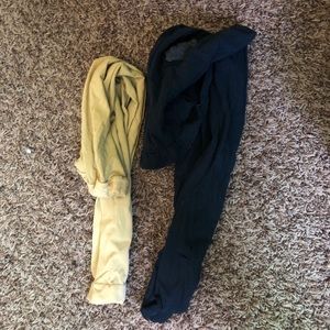 Set of two dance tights: tan and navy blue